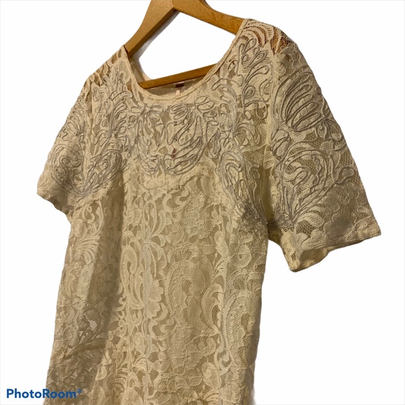 FREE PEOPLE Ivory Comb Beautiful Dreamer Dress L - Picture 10 of 15